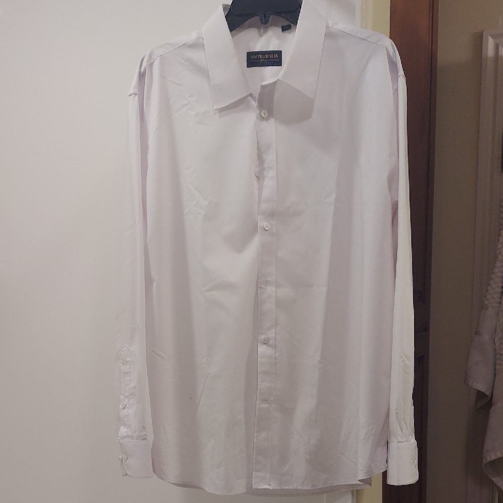 White Men's Dress Shirt - Classic Collared Button-Down